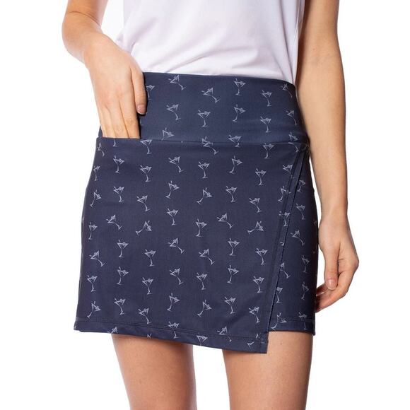 Golftini Pants - Golftini Sz L Asymetrical Skort Blue Print Stretch Pickleball Tennis Golf Pocket